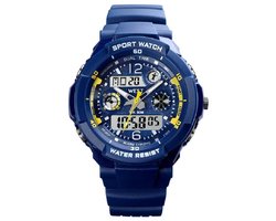 West Watches Model Storm Kinderhorloge Jongen Analoog Digitaal – Sport - Chronograaf – Shockproof - Ø 42 mm - Blauw/geel