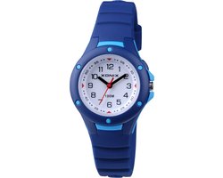 Xonix ABD-006 - Horloge - Analoog - Kinderen - Unisex - Siliconen band - ABS - Cijfers - Waterdicht - 10 ATM - Donkerblauw - Lichtblauw