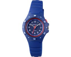 Xonix ABH-006 - Horloge - Analoog - Kinderen - Unisex - Siliconen band - ABS - Cijfers - Achtergronverlichting - DonkerBlauw - Rood - Waterdicht - 10 ATM