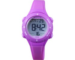 Xonix BAI-A03 - Horloge - Digitaal - Kinderen - Unisex - Siliconen band - ABS - Cijfers - Achtergrondverlichting - Alarm - Start-Stop - Tweede tijdzone - Datumaanduiding - Waterdicht - 10 ATM - Paars