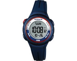 Xonix BAO-005 - Horloge - Digitaal - Kinderen - Unisex - Siliconen band - ABS - Cijfers - Achtergrondverlichting - Alarm - Start-Stop - Chronograaf - Tweede tijdzone - Waterdicht - 10 ATM - Donkerblauw - Rood