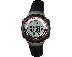 Xonix BAO-006 - Horloge - Digitaal - Kinderen - Unisex - Siliconen band - ABS - Cijfers - Achtergrondverlichting - Alarm - Start-Stop - Chronograaf - Tweede tijdzone - Waterdicht - 10 ATM - Zwart - Grijs - Oranje