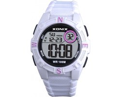 Xonix KQA-004 - Horloge - Digitaal - Kinderen - Unisex - Siliconen band - ABS - Cijfers - Achtergrondverlichting - Alarm - Start-Stop - Chronograaf - Tweede tijdzone - Waterdicht - 10 ATM - Wit - Zwart - Roze