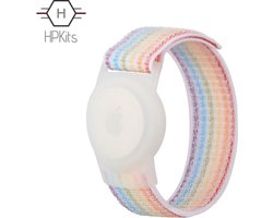 Airtag armband Polsband horloge - Airtag Sleutelhanger - Airtag Polsband Voor Kinderen - Airtag Armband - Airtag Apple - Klittenband - Airtag Houder - Airtag Hoesje - wit / multi colour