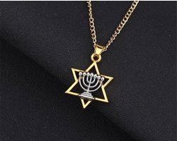 Akyol - Ster van David menorah joodse sieraden – Religieuze ketting –geloof-joodse ster-joden- Vrouwen hebreeuws mannen – Israël – Geloof – Chanoeka hanger - cadeau voor vriendin - cadeau ketting- ketting - gift- cadeau