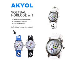 Akyol - Voetbal horloge - Siliconen horloge - Kinderhorloge - kind horloge - horloge - tijd - klok - voetbal - sport horloge - wit