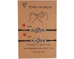 Akyol - Vriendschapsarmband - Pinky promise - BFF - moeder dochter armband - armband voor moeder en dochter - moederdag - vrienden - hanger hartje - 2 stuks - bff armband - vriendschaps armband - meiden armband - geluks armband