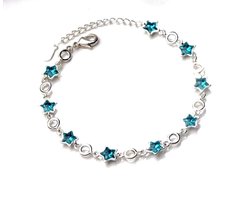 Armband Meisje- Zilver 925 Sterling- Sterren Blauw- Kind- LiLaLove