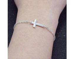 Armbandje met kruisje | Roestvrij Metaal | Zilver | Christelijk