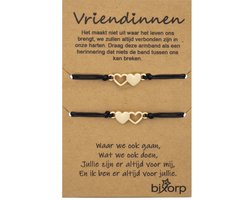 Bixorp Friends Vriendschapsarmbandjes voor 2 met Goudkleurige Hartjes - BFF Armband Meisjes