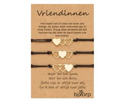 Bixorp Friends Vriendschapsarmbandjes voor 3 met Goudkleurige Hartjes Zwart Bandje - BFF Armband
Meisjes - Best Friends Armband Vriendschap Cadeau voor Drie