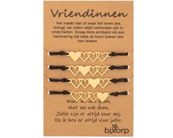 Bixorp Friends Vriendschapsarmbandjes voor 4 met Goudkleurige Hartjes - BFF Armband Meisjes - Best Friends Armband Vriendschap Cadeau voor Vier