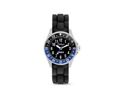 Colori 5-CLK127 Kinderhorloge - Sport - 30 mm - Siliconen band - Verstelbaar van 15 t/m 19cm - Blauw - Zwart