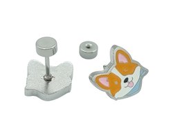 Corgi hond oorknopjes voor meisje - Premium staal - 9 x 8 mm