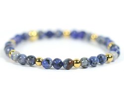 Dames armband blauw agaat edelsteen 4mm - 17,5 cm Heaven Eleven