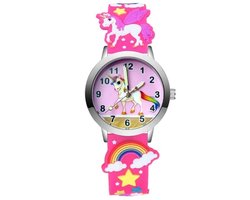 Fako® - Kinderhorloge - 3D - Eenhoorn Roze - Fluor Roze