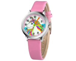 Fako® - Kinderhorloge - Eenhoorn / Unicorn - Gelakt - Hoofd - Roze