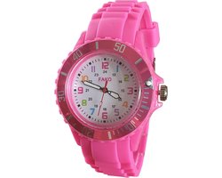 Fako® - Kinderhorloge XL - Siliconen - Ø 40mm - Regenboog - Fuchsia