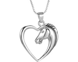 Fashion Favorite Ketting Paard In Hart - Kinderen - Zilver Plating - 45 cm