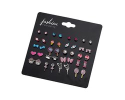 Fashion Favorite Stud Oorbellen | Zilverkleurig/Multi | Bijoux | Set 20 Paar