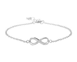 Glams armband infinity zirkonia 1,0 mm 15,5 + 2,5 cm - Zilver