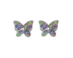 Glitter Vlinder Stud Oorknopjes/Oorbellen | Bijoux / Staal | 1,2 x 1,5 cm | Fashion Favorite