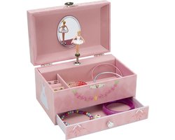 Jewelkeeper® Muziek- en Sieradendoosje voor Meisjes - Diamanten Ballerina - Uitschuifbare Vakken - Zwanenmeer Melodie