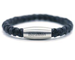 jongens armband leer zwart vintage 5mm - Ibizamen KIDS