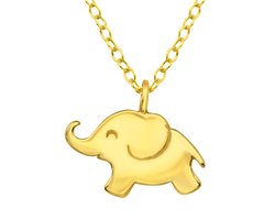 Joy|S - Zilveren olifant hanger met ketting 45 cm - 14k goudplating - voor kinderen