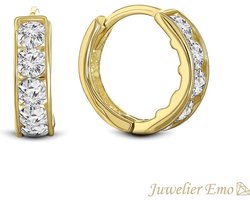 Juwelier Emo - 14 Karaat Gouden Kinderoorbellen meisje met Zirkonia stenen - KIDS - 10 mm