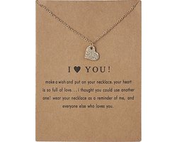 Kasey Hartje ketting - Hartje hanger aan ketting  I Love You - Goudkleurig - Wenskaart