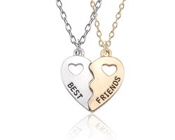 Kasey Vriendschapsketting Zilver/Goud hart 2 stuks Kinderen Ketting - 45 cm