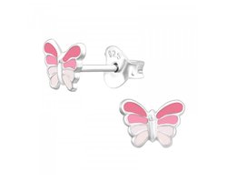 KAYA Sieraden | Kinderoorbellen 'Butterfly' Pink - Zilver