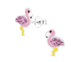 KAYA Sieraden | Kinderoorbellen 'Glitter Flamingo'