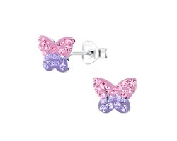 KAYA Sieraden | Zilveren Kinderoorbellen 'Crystal Butterfly'