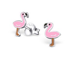 KAYA Sieraden | Zilveren Kinderoorbellen 'Flamingo'