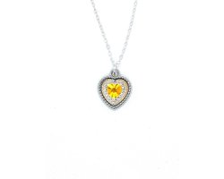 Ketting Meisje- Hart- Glitter- Strass- Diamant- Geel- Zilver- Kind- LiLaLove