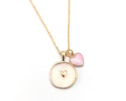 Ketting Meisje- Parelmoer Hart- Roze- Goud- Kind- LiLaLove