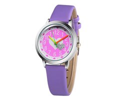 Kinder Horloge | Glitter Hart - Paars | Kunstleer | Ø 30 mm | Fashion Favorite