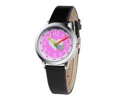 Kinder Horloge | Glitter Hart - Zwart | Kunstleer | Ø 30 mm | Fashion Favorite