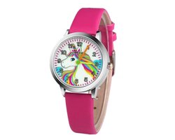 Kinder Horloge | Unicorn Roze | Kunstleer | Ø 30 mm