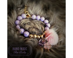 Kinderarmband Amethist handgemaakt - Lila / goud - Rustgevende edelsteen - stressvrij - verlichting - slapen - amethyst