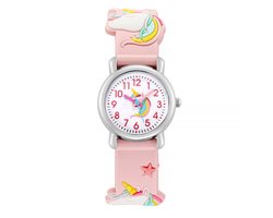 Kinderhorloge 3D Unicorn - Eenhoorn - Roze | Kunststof/Plastic | Ø 20 mm | Fashion Favorite