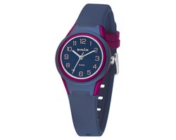 Kinderhorloge Meisje - Horloge Kind / Tiener - Horloges Meisjes Waterdicht - Analoog - Donker Blauw - Sinar - XB47-22