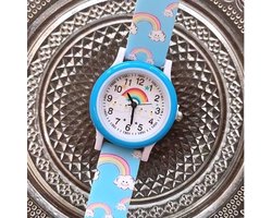 kinderhorloge wolkjes regenboog blauw