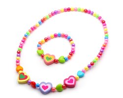 Kinderketting en armband voor meisjes met hartjes multicolor