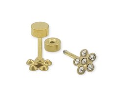 Kleine bloem oorknopjes voor meisje - Premium gold-plated staal met steentjes - 6 mm