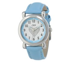 La Rosa Princesa Hart Blauw Kinderhorloge Leer - Ø 27 mm - Verstelbaar - Leren Band - Quartz Horloge - Japans Uurwerk - Analoog