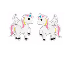 La Rosa Princesa Magic Unicorn Eenhoorn Oorknopjes Echt Zilver - Meisjes Oorstekers Pony oorbellen Kind