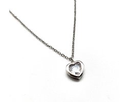 LiLaLove Meisjes Ketting- Ketting Hartje Diamant- Zilver 925- Love- Subtiel- Kind